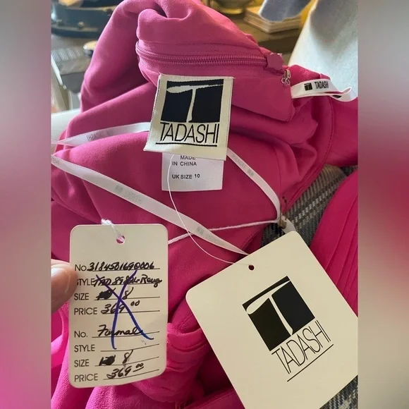 Tadashi Shoji Hot Pink Gown Style EI 8982L Vintage - Picture 7 of 7